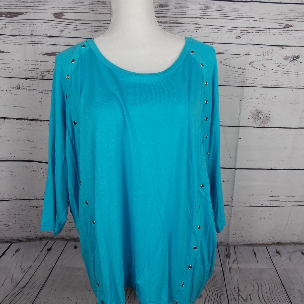 Michael Kors Sz XL Turquoise Top w/Grommet trim